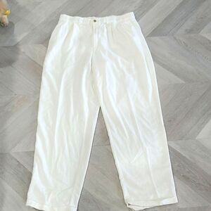Alan Flusser Mens White Linen Pant, Size 36x32